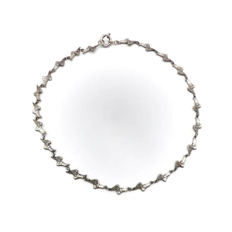Edwardian Sterling Silver Hermes Winged Foot Necklace For Sale at 1stDibs