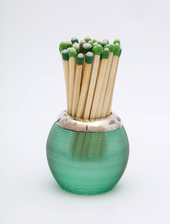 Edwardian Sterling Silver-Mounted Green Threaded Crystal Match Striker