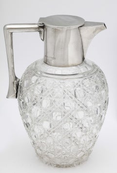Edwardian Sterling Silver-Mounted Hobnail-Cut Claret Jug By J. Grinsell & Sons