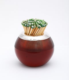 Edwardian Sterling Silver-Mounted Threaded Crystal  Amber Colored Match Striker