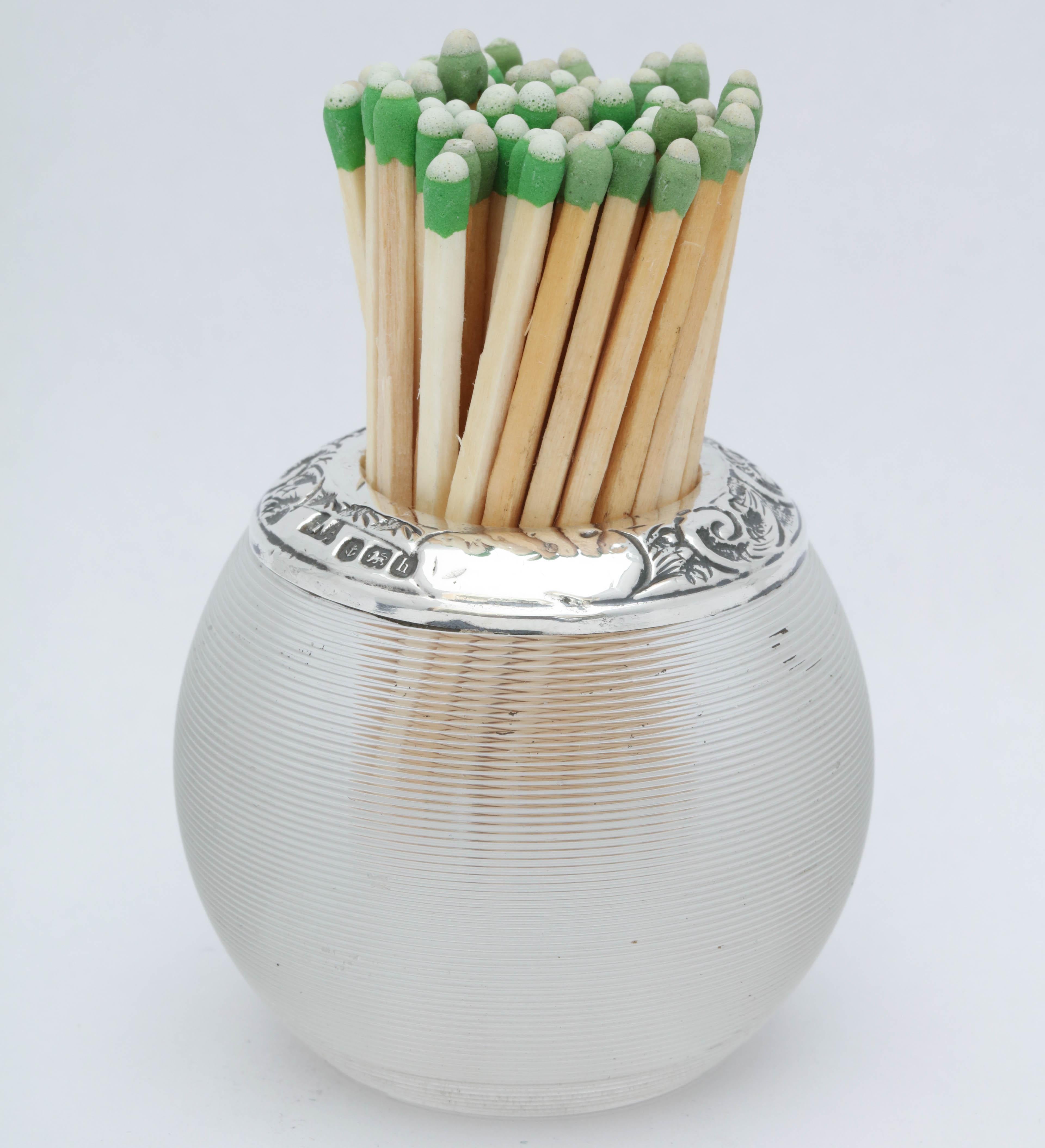 Edwardian Sterling Silver-Mounted Threaded Crystal Match Striker In Excellent Condition In New York, NY