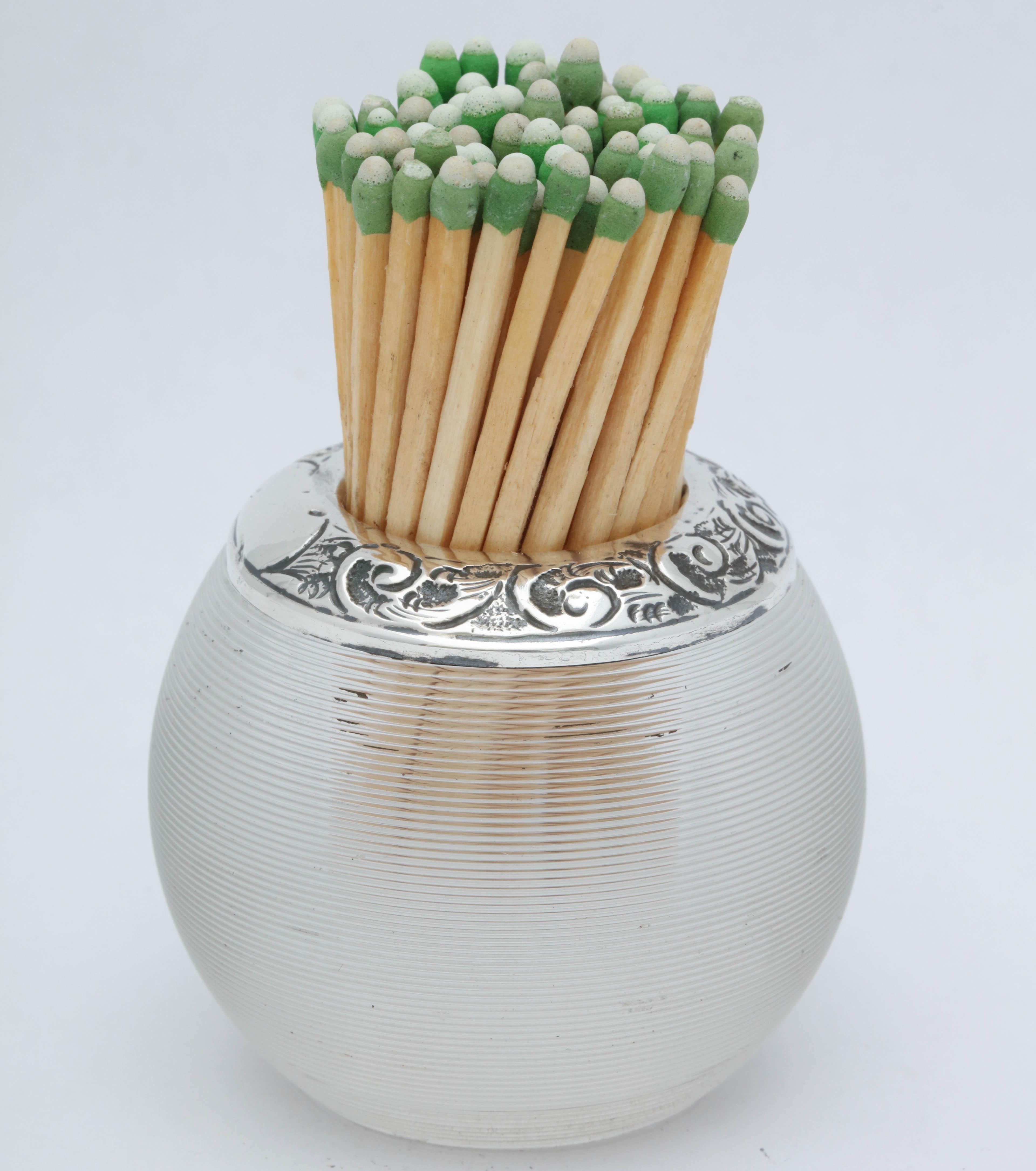 Edwardian Sterling Silver-Mounted Threaded Crystal Match Striker 1
