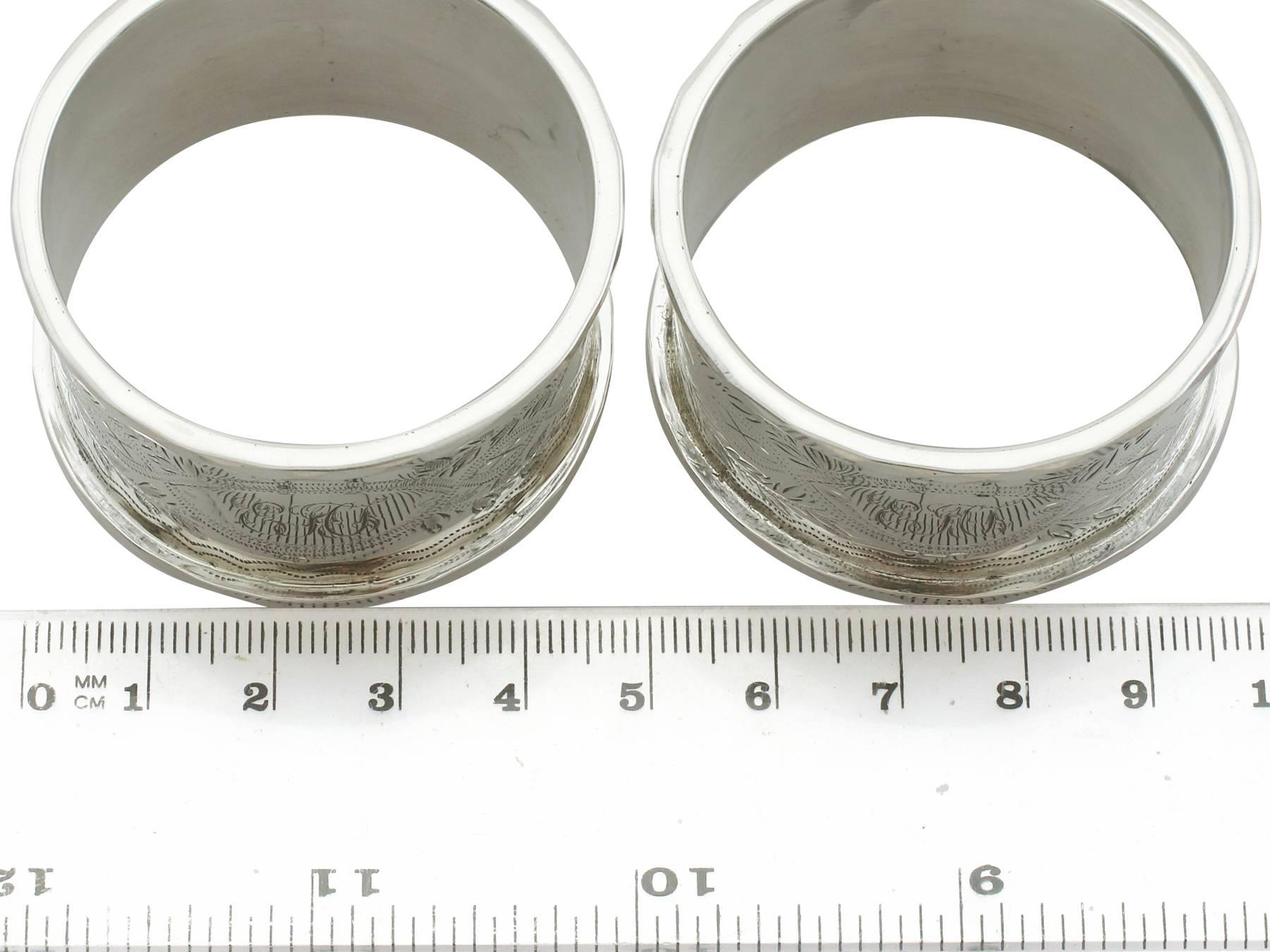 English Edwardian Sterling Silver Napkin Rings by Walker & Hall