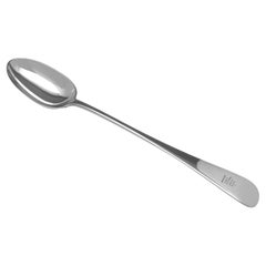 Cuchara hilvanadora inglesa eduardiana de plata de ley fabricada en Londres en 1907