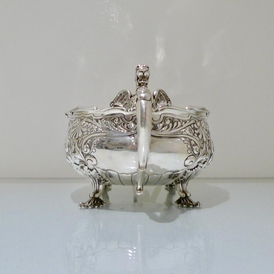 British Edwardian Sterling Silver Oval Jardinière Sheffield 1905 Henry Williamson Ltd For Sale