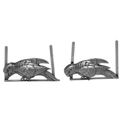 Edwardian Sterling Silver Parrot Menu Holders London 1902