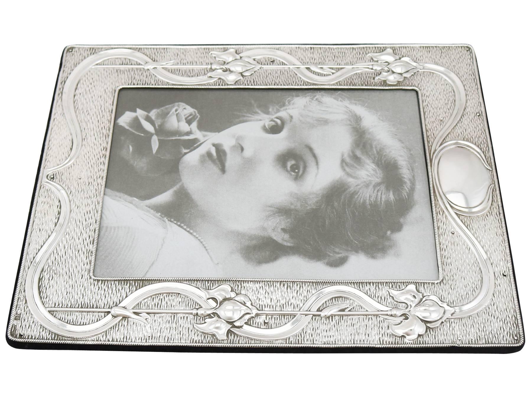 Edwardian Sterling Silver Photograph Frame, Art Nouveau Style 1