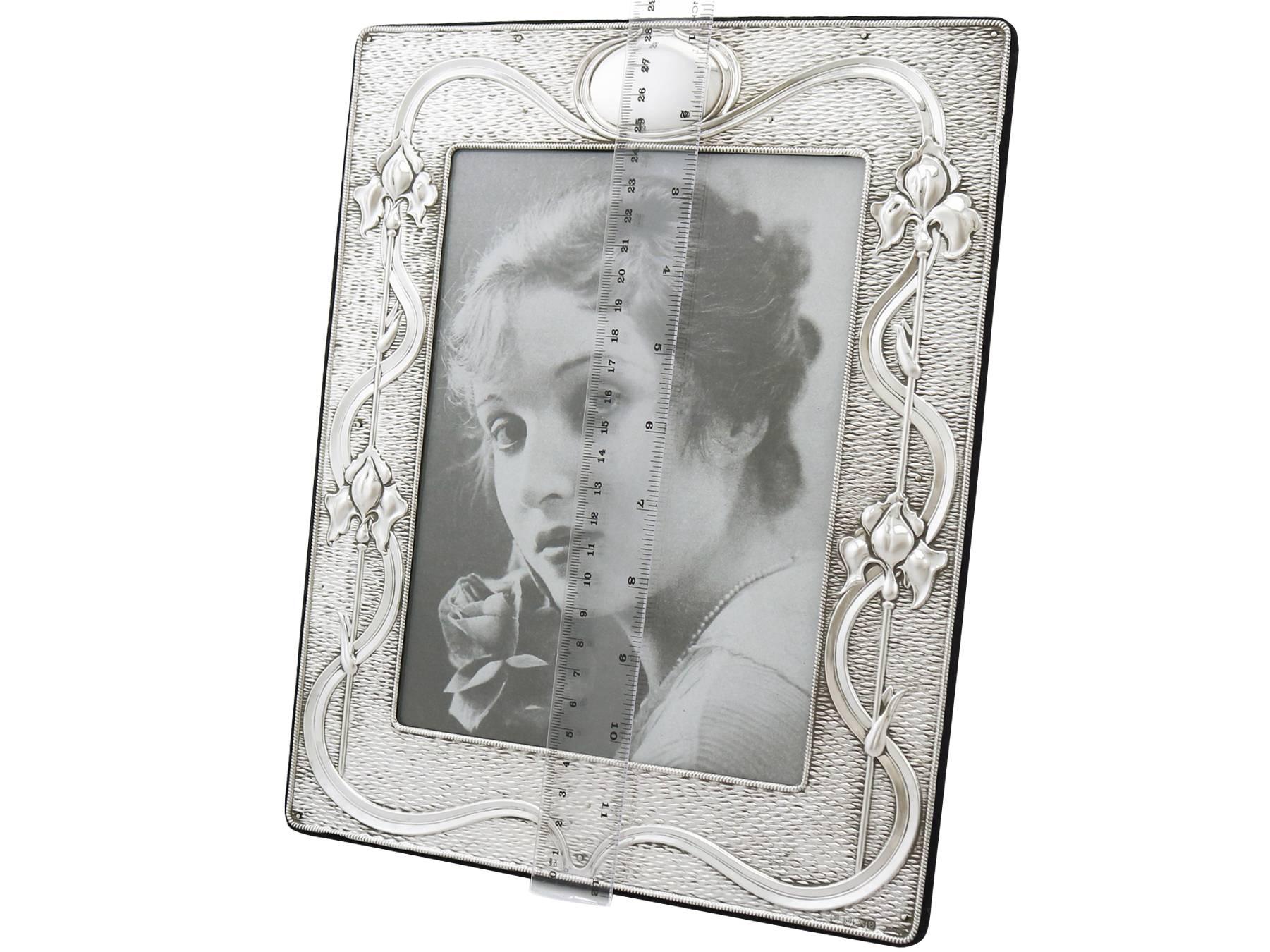 Edwardian Sterling Silver Photograph Frame, Art Nouveau Style 4