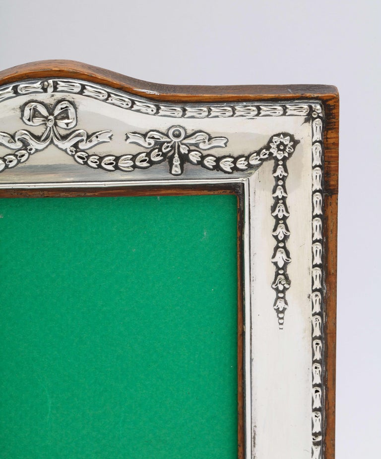 Edwardian Sterling Silver Picture Frame with Wood Back For Sale 2