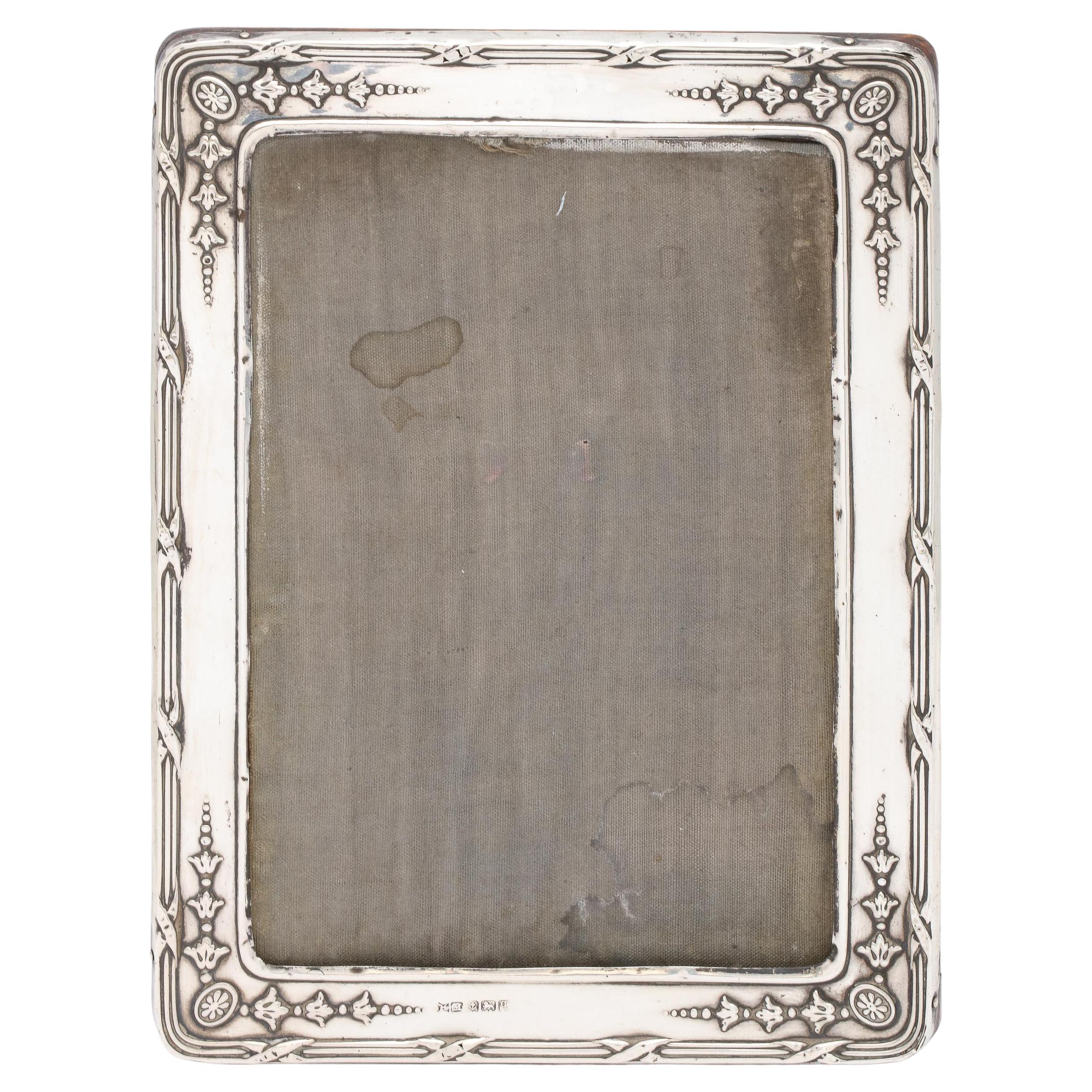 Edwardian Sterling Silver Picture Frame with Wood Back