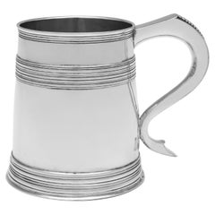 Edwardian sterling silver pint mug made in London in 1901 by Arthur Sibley