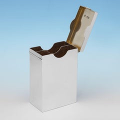 Edwardian sterling silver playing card box for 2 packs of cards - made in 1908