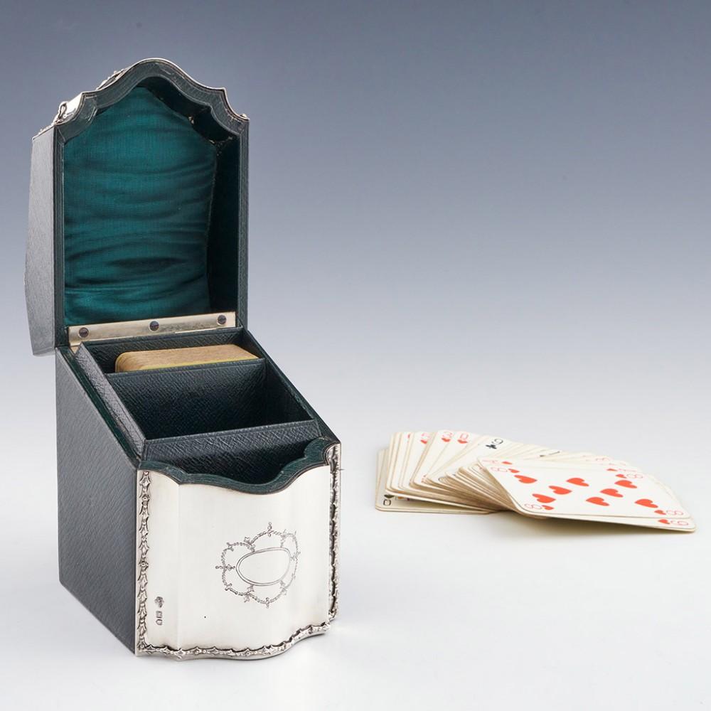 English Edwardian Sterling Silver Playing Cards Box, London, 1909