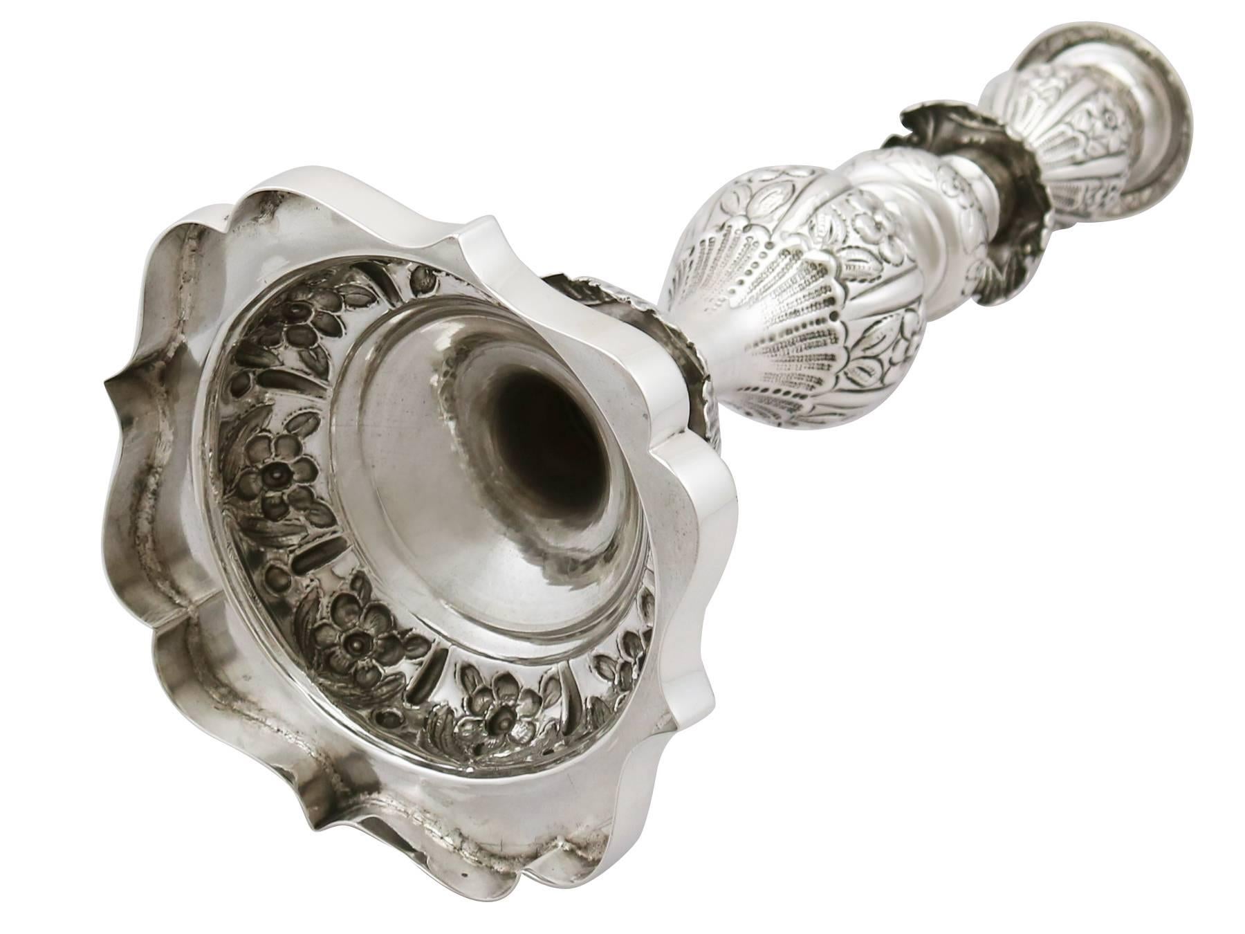 Edwardian Sterling Silver Shabbat Candlesticks 3