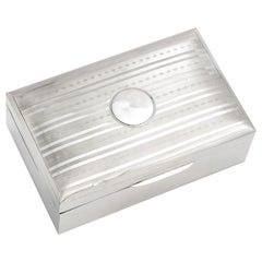 Edwardian Sterling Silver Table Box with Hinged Lid