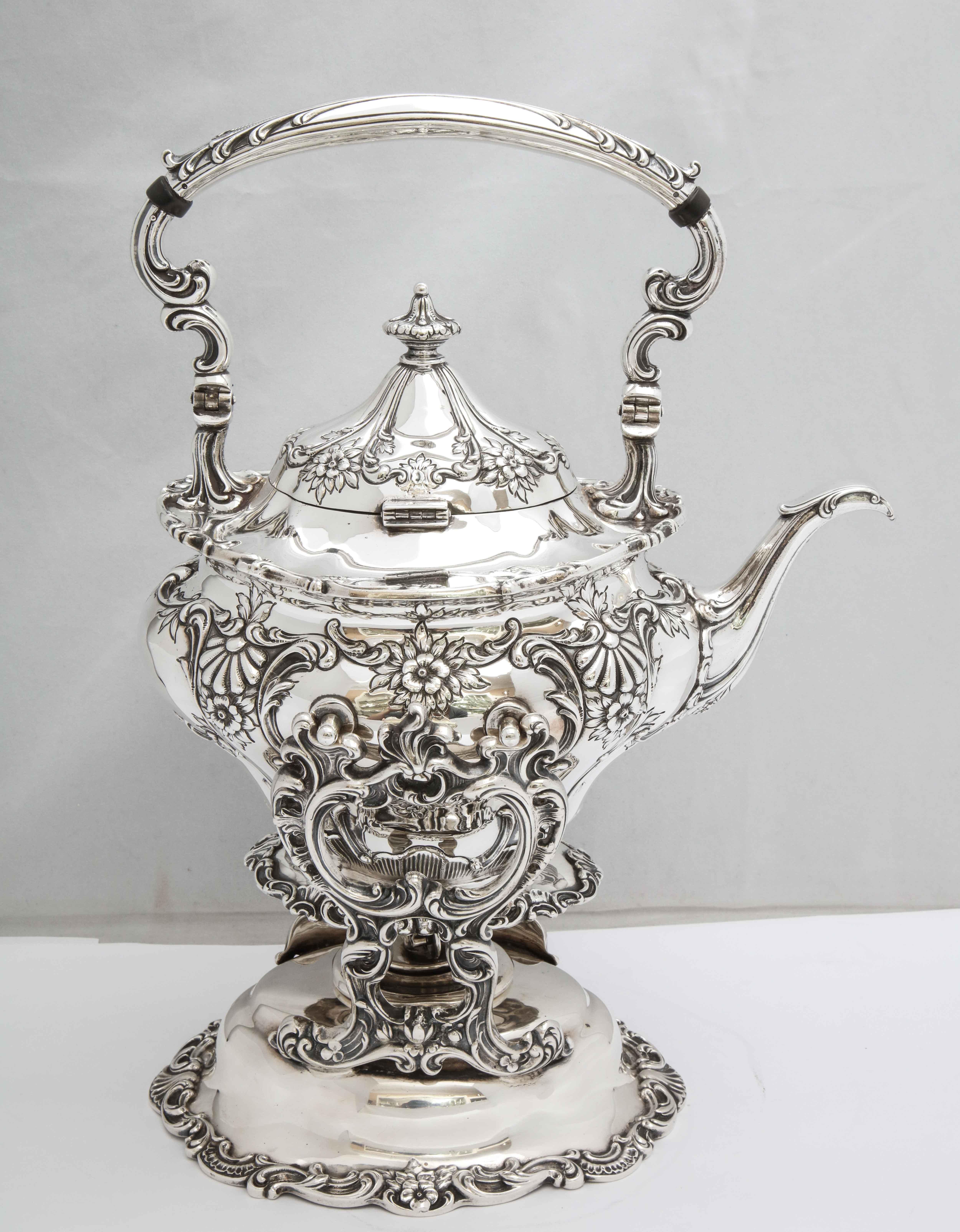 Victorian-Style Sterling Silver Tea Kettle on Stand by Gorham 5