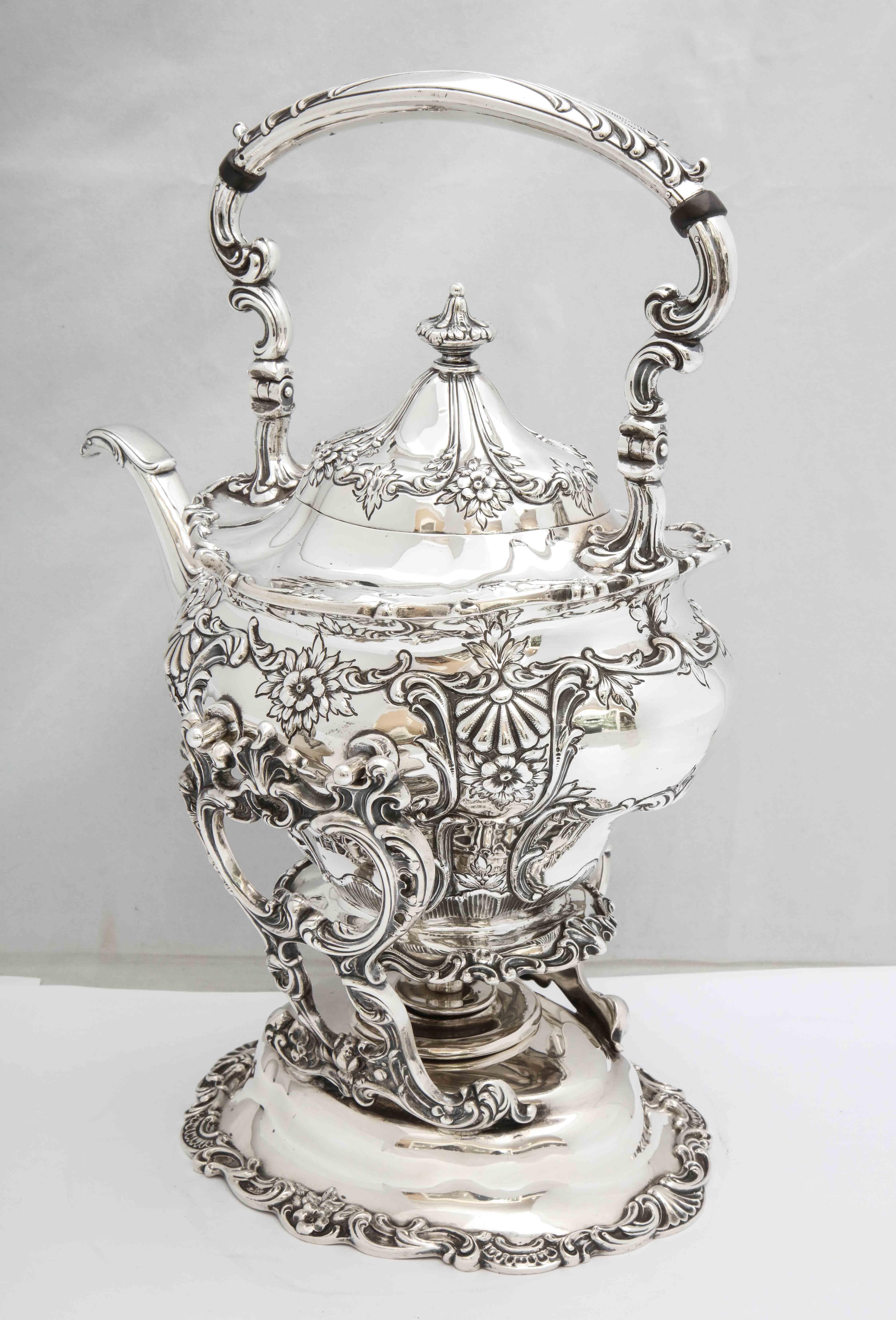 Victorian-Style Sterling Silver Tea Kettle on Stand by Gorham 6