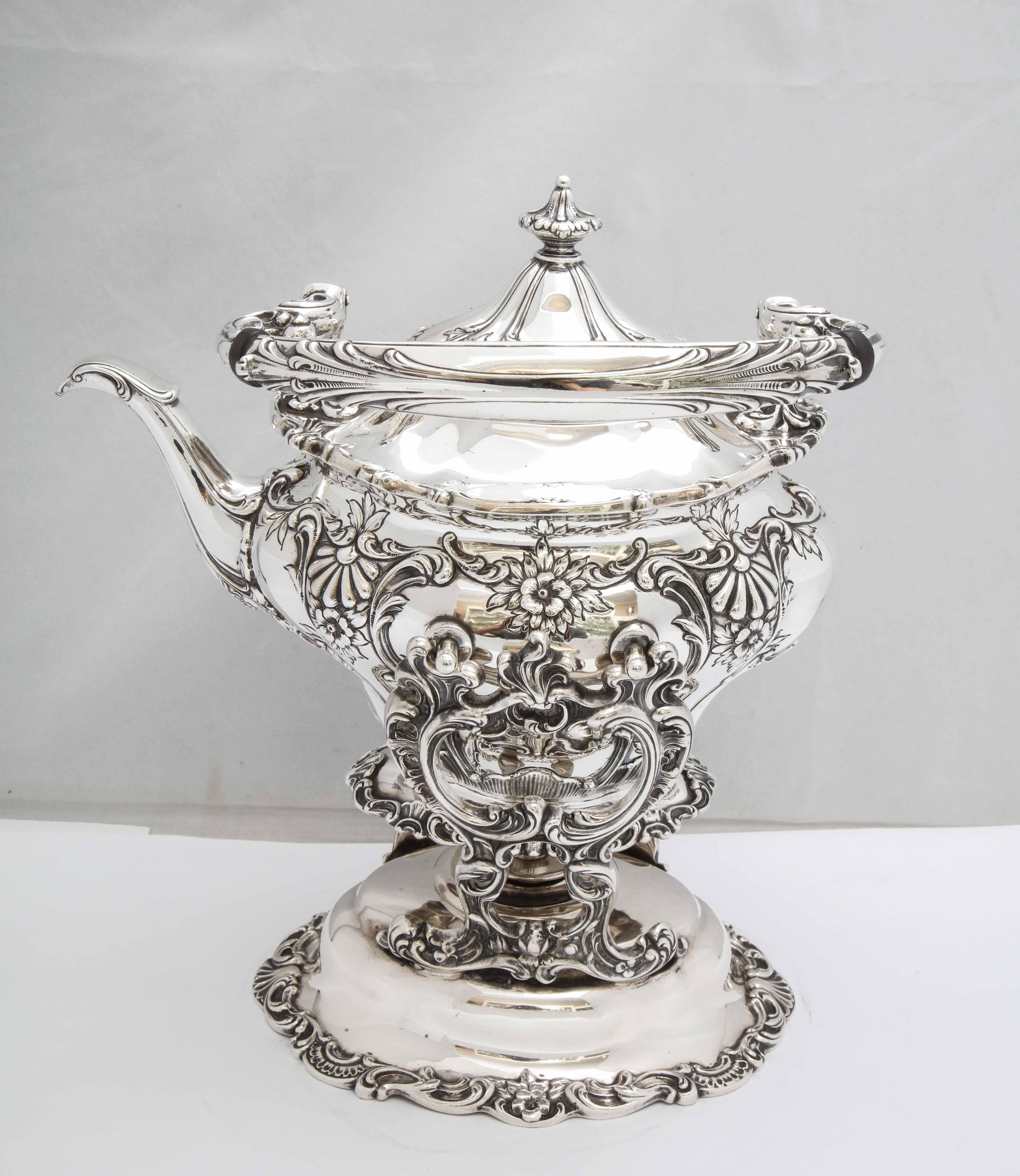 Victorian-Style Sterling Silver Tea Kettle on Stand by Gorham 7