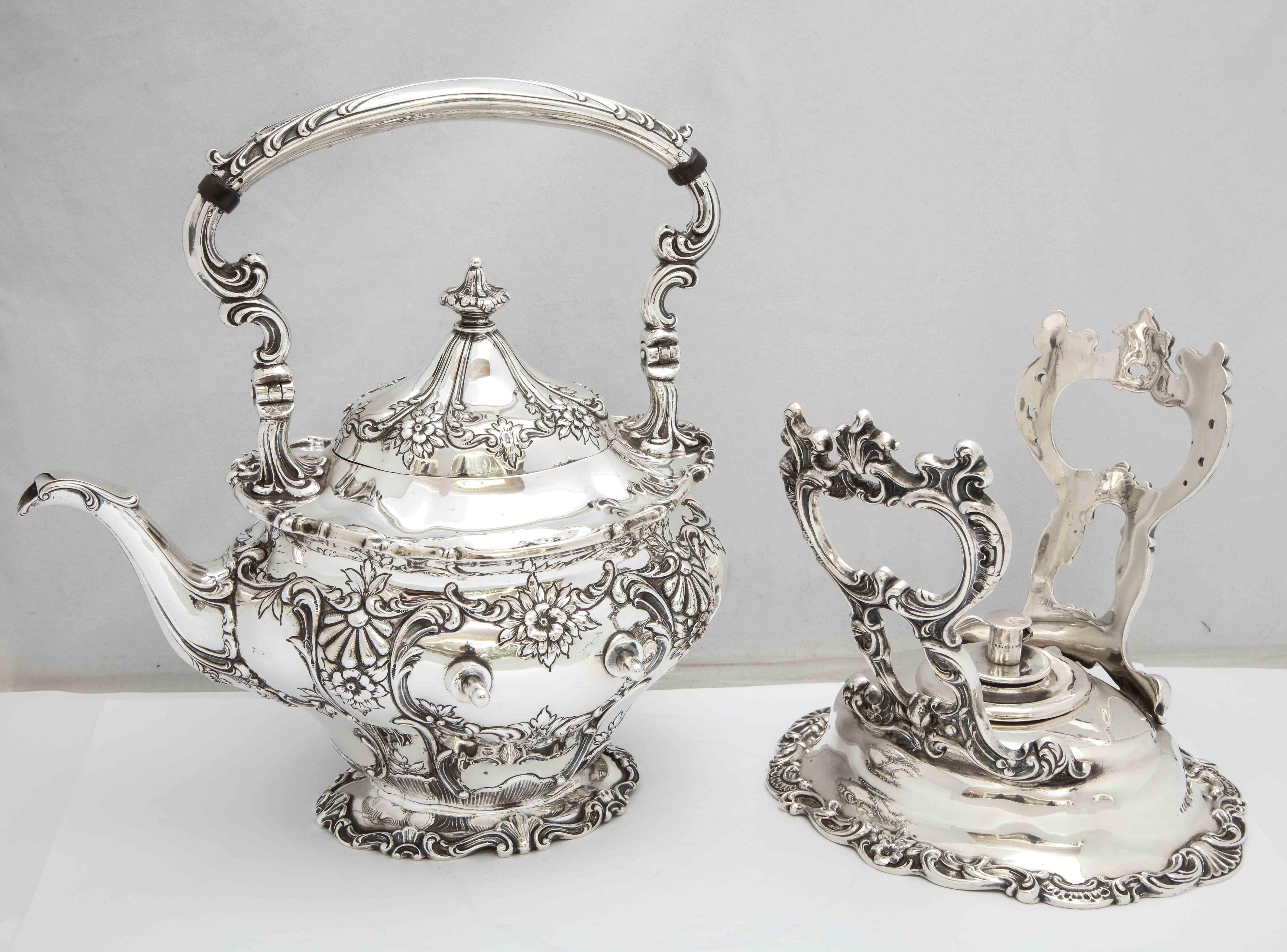 Victorian-Style Sterling Silver Tea Kettle on Stand by Gorham 8