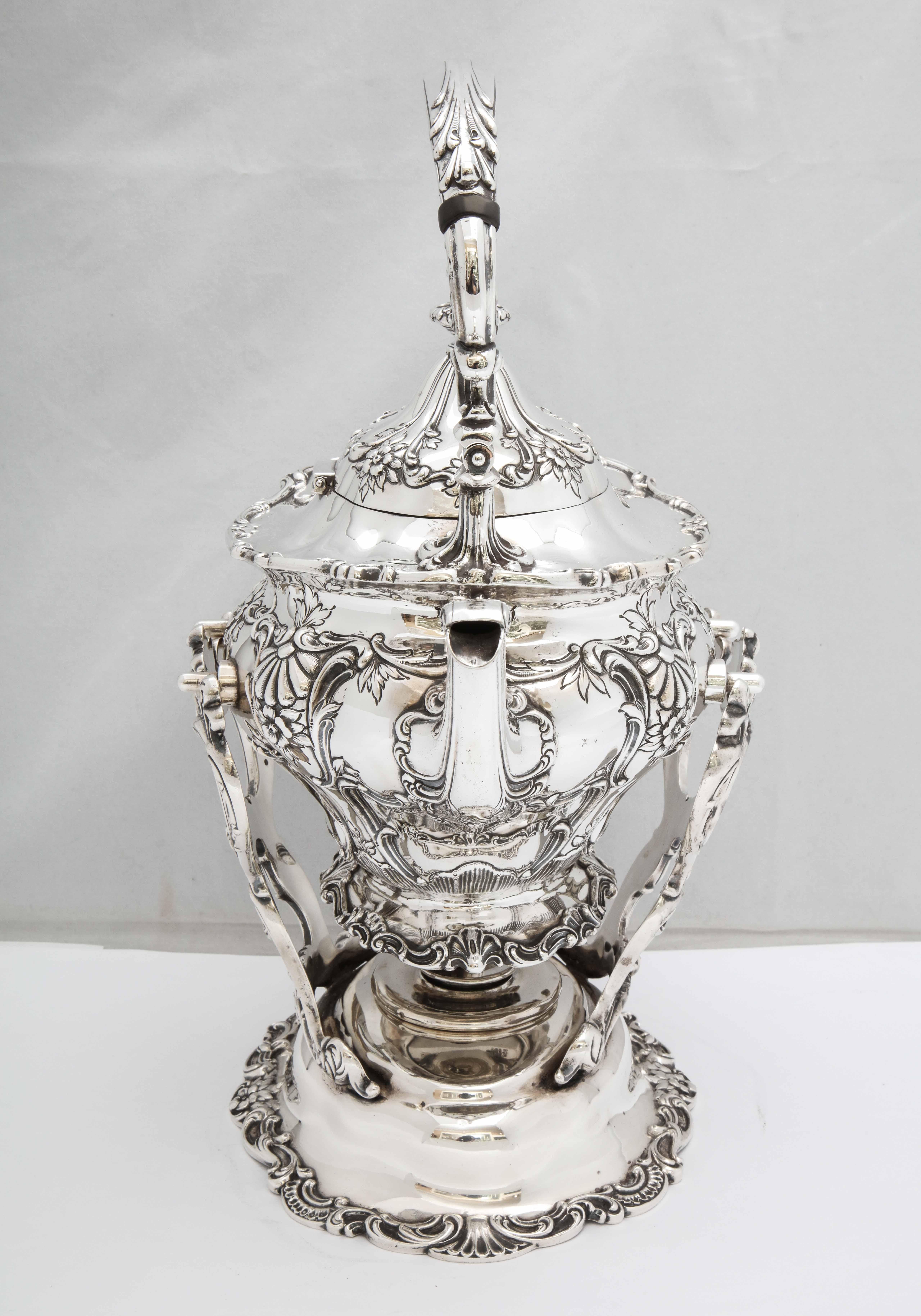 Victorian-Style Sterling Silver Tea Kettle on Stand by Gorham 3