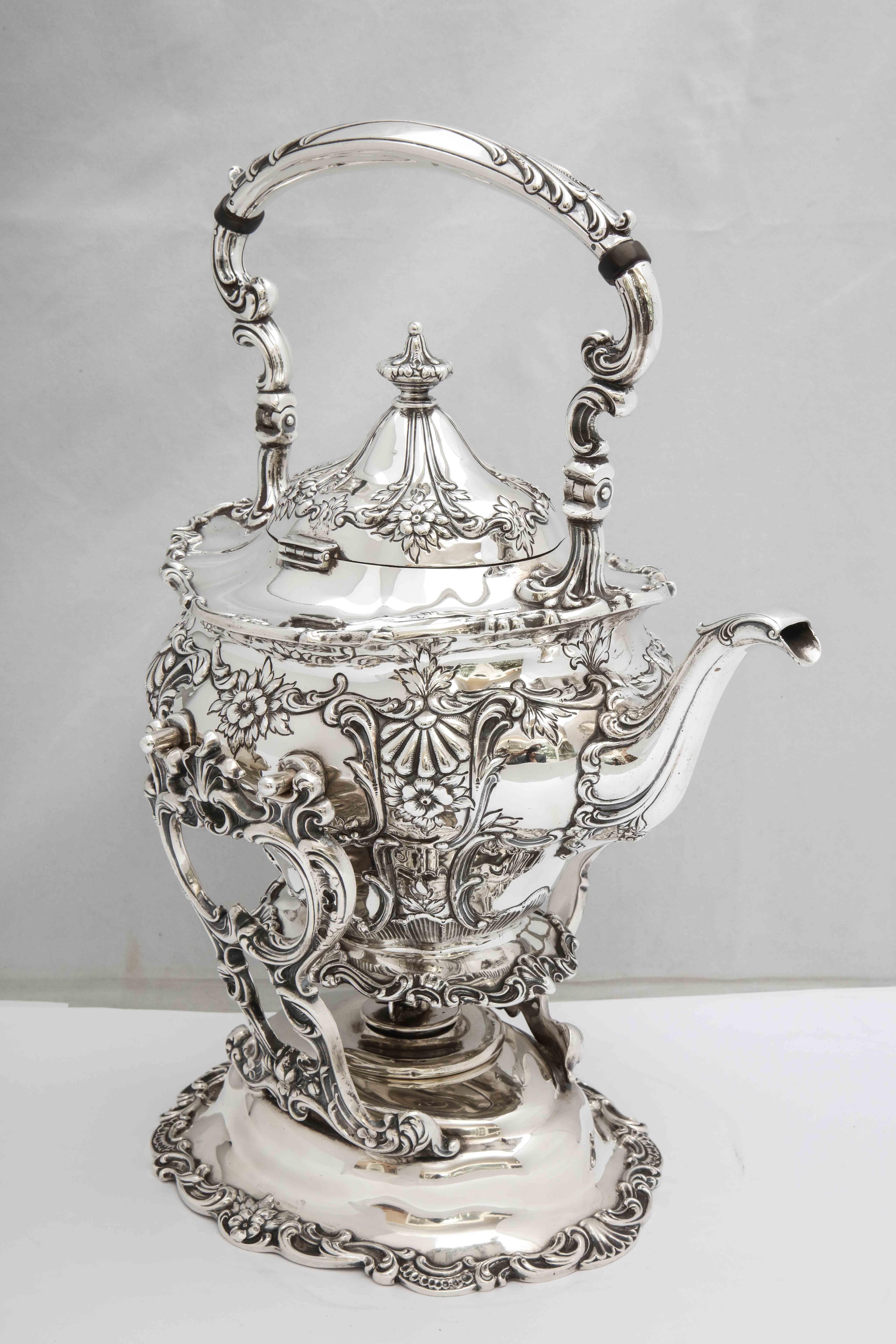 Victorian-Style Sterling Silver Tea Kettle on Stand by Gorham 4