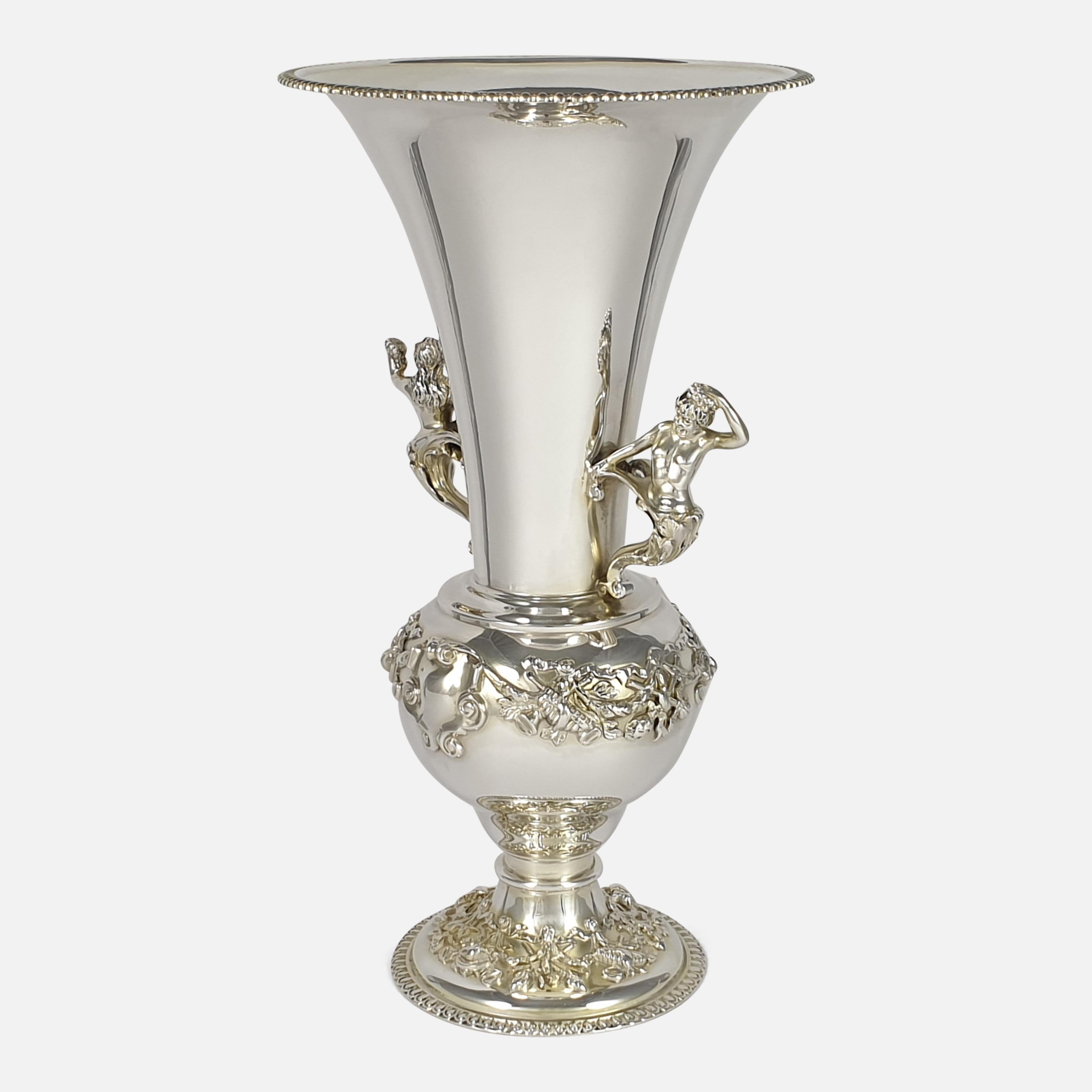 Early 20th Century Edwardian Sterling Silver Vase, Elkington & Co, London, 1909 For Sale