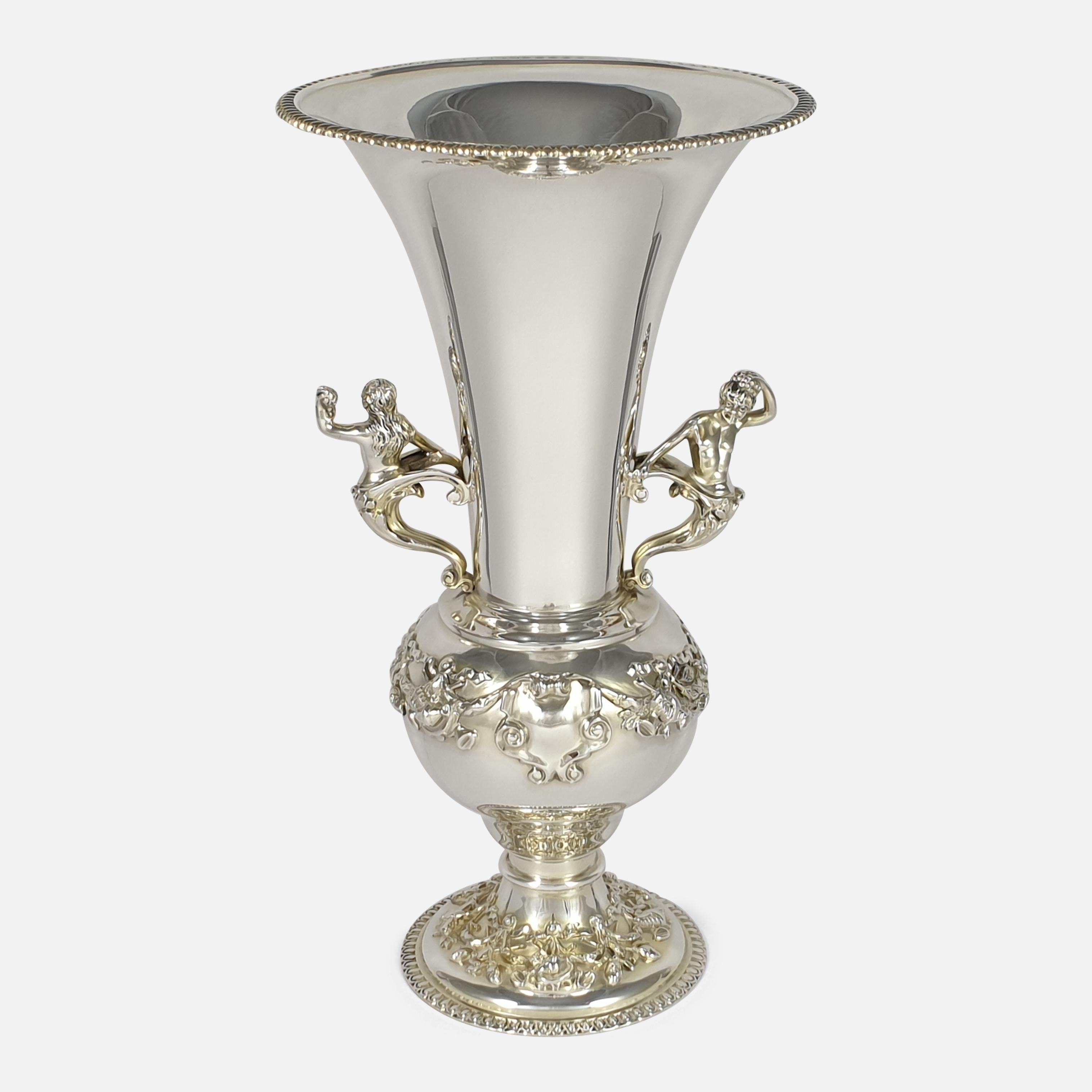 Edwardian Sterling Silver Vase, Elkington & Co, London, 1909 For Sale 1