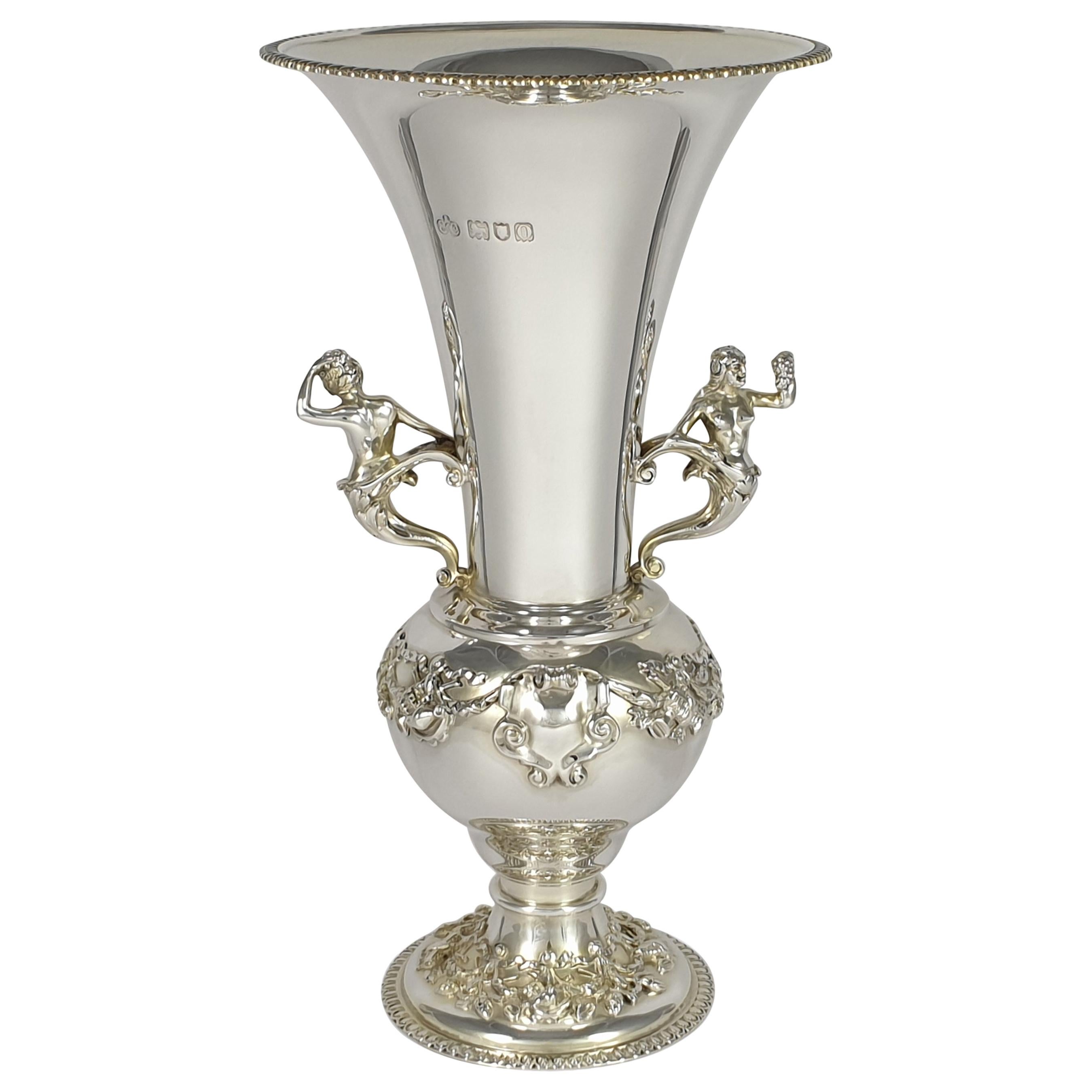 Edwardian Sterling Silver Vase, Elkington & Co, London, 1909