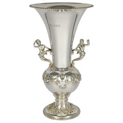 Antique Edwardian Sterling Silver Vase, Elkington & Co, London, 1909