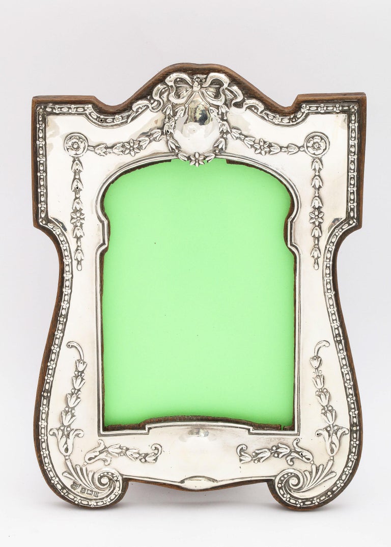 Edwardian Sterling Silver WoodBacked Picture Frame For Sale at 1stDibs
