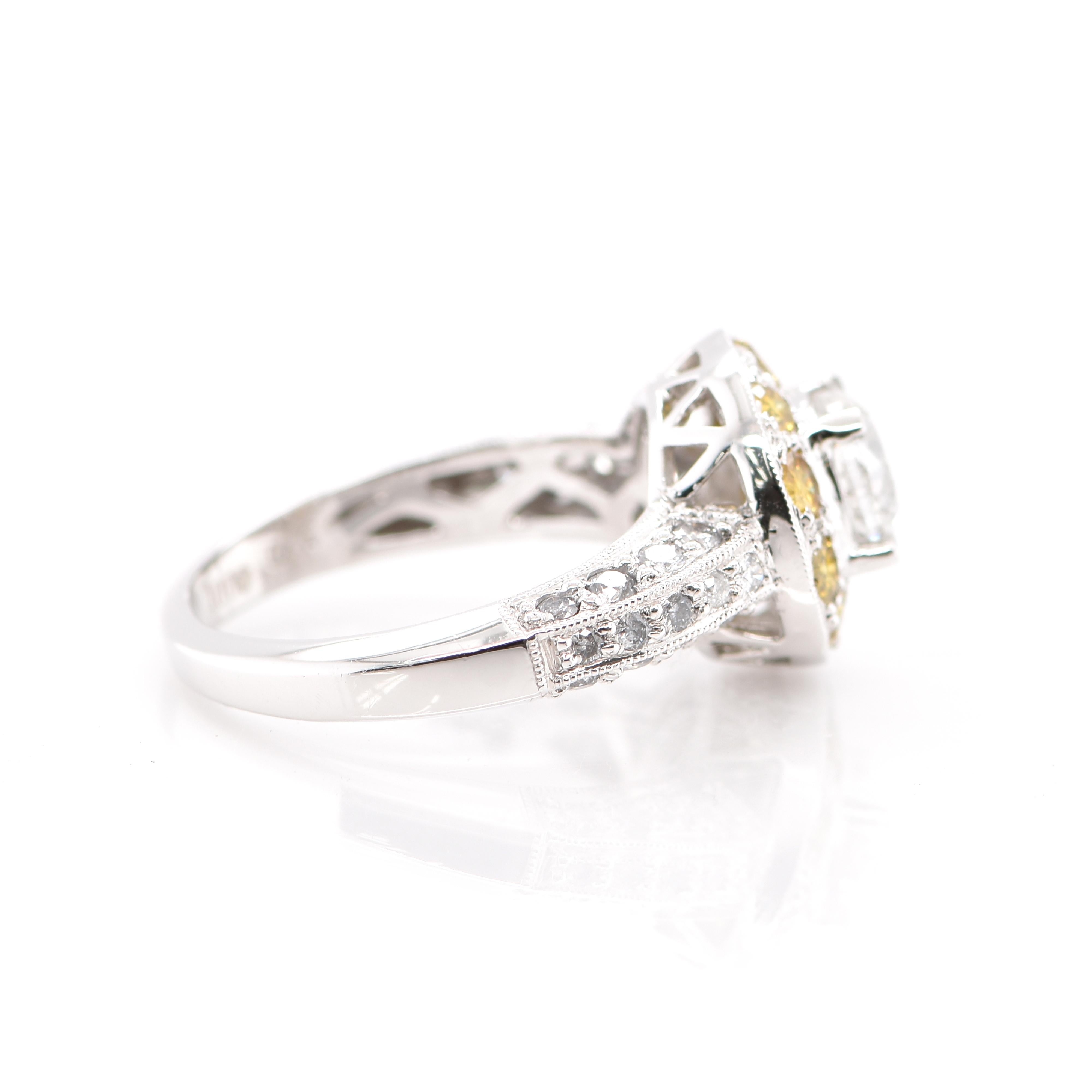 Women's Edwardian Style 1.00 Carat Natural Diamond Ring Set in Platinum For Sale