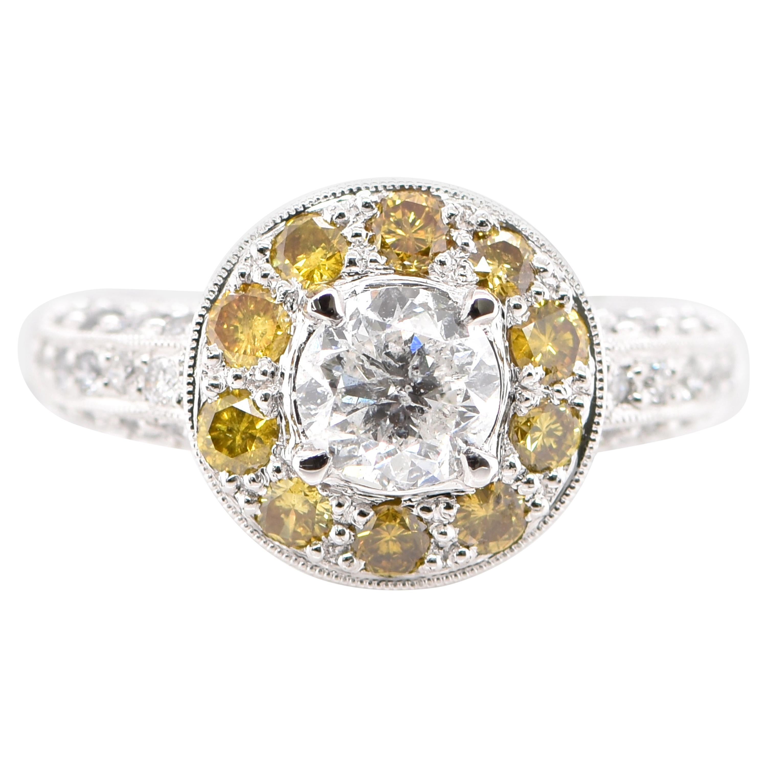 Edwardian Style 1.00 Carat Natural Diamond Ring Set in Platinum For Sale