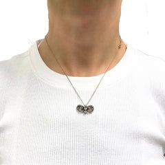 Edwardian Style 10k Gold Diamond Bow Pendant Necklace