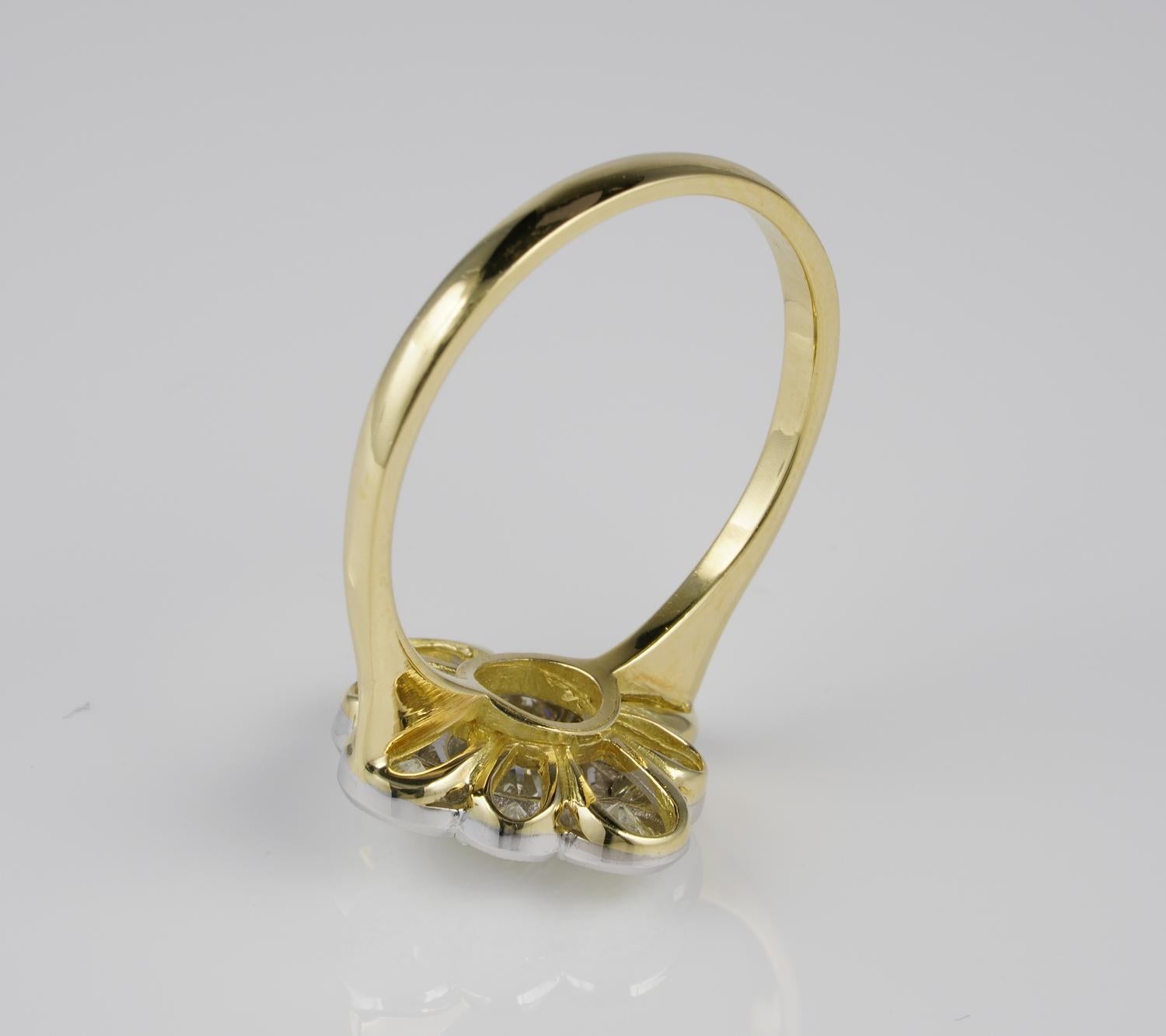 Edwardianischer Stil 1,60 Karat Diamant Platin 18 KT Cluster Ring im Zustand „Gut“ im Angebot in Napoli, IT