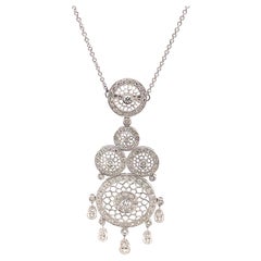 Edwardian Style 2.03ct Diamond Necklace Pendant 18k White Gold