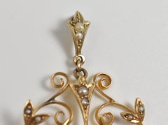 Edwardian Style 9-Karat & Amethyst with Seed Pearl Accents Drop Pendant JNW