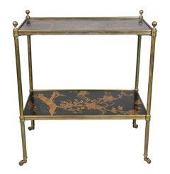 Edwardian Style Black Lacquer and Brass Table