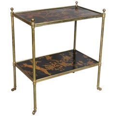 Edwardian Style Black Lacquer and Brass Table