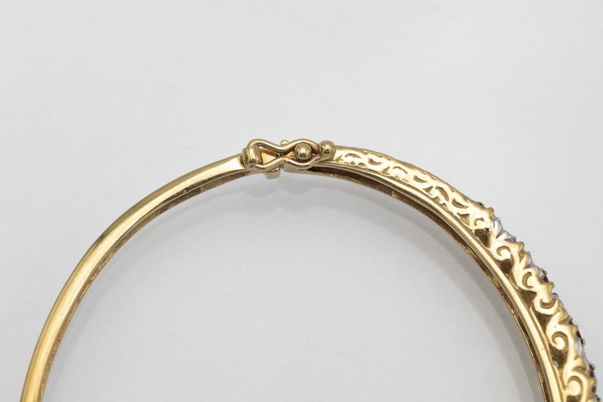 Taglio a rosa Bracciale in stile edoardiano con diamanti e zaffiri rosa. in vendita