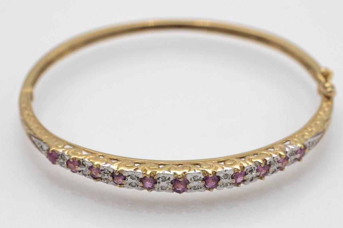 da uomo o donna Bracciale in stile edoardiano con diamanti e zaffiri rosa. in vendita