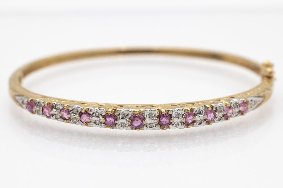 Bracciale in stile edoardiano con diamanti e zaffiri rosa. in vendita 1