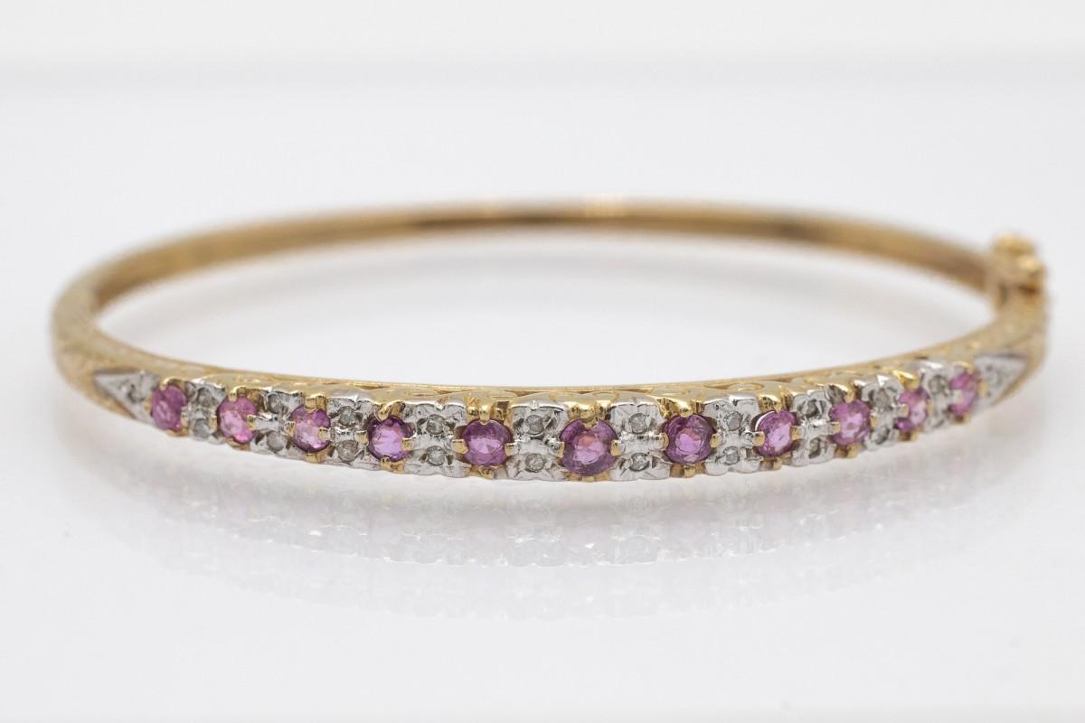 Bracciale in stile edoardiano con diamanti e zaffiri rosa. in vendita 3
