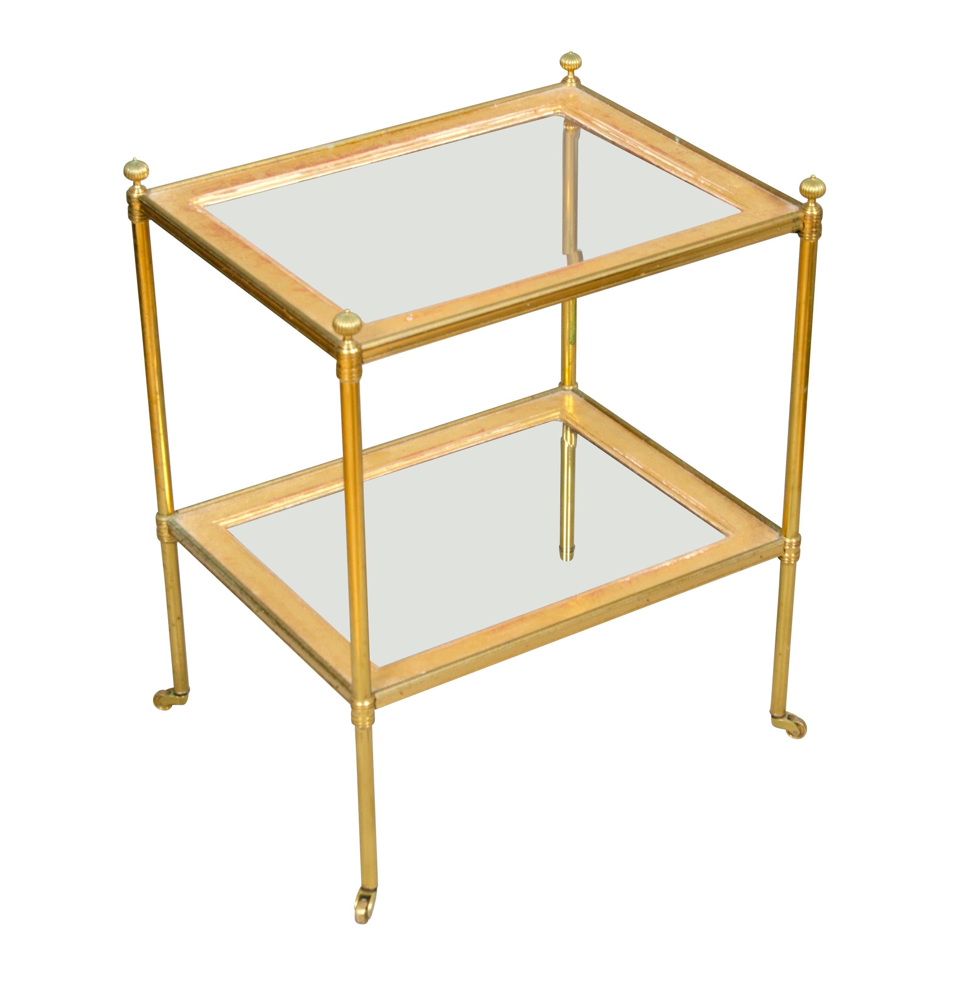 Gilt Edwardian Style Brass and Glass Table