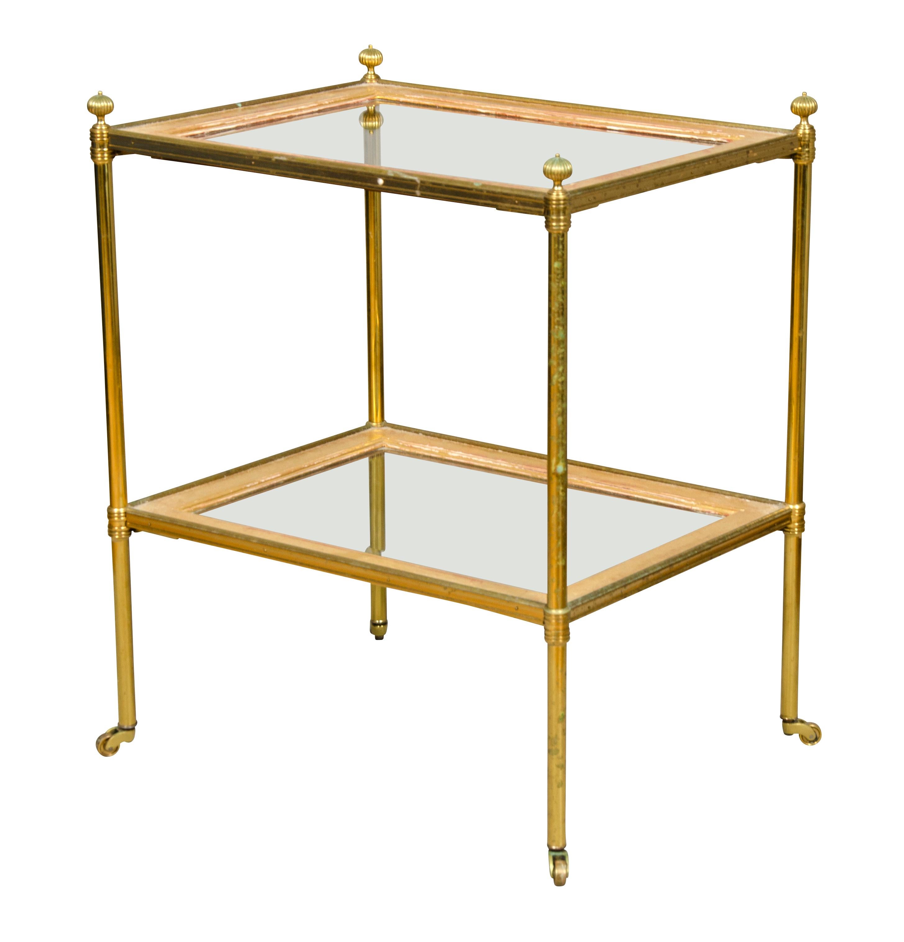 Mid-20th Century Edwardian Style Brass and Glass Table