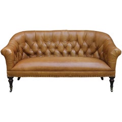 Edwardian Style Buttoned Back Leather Sofa