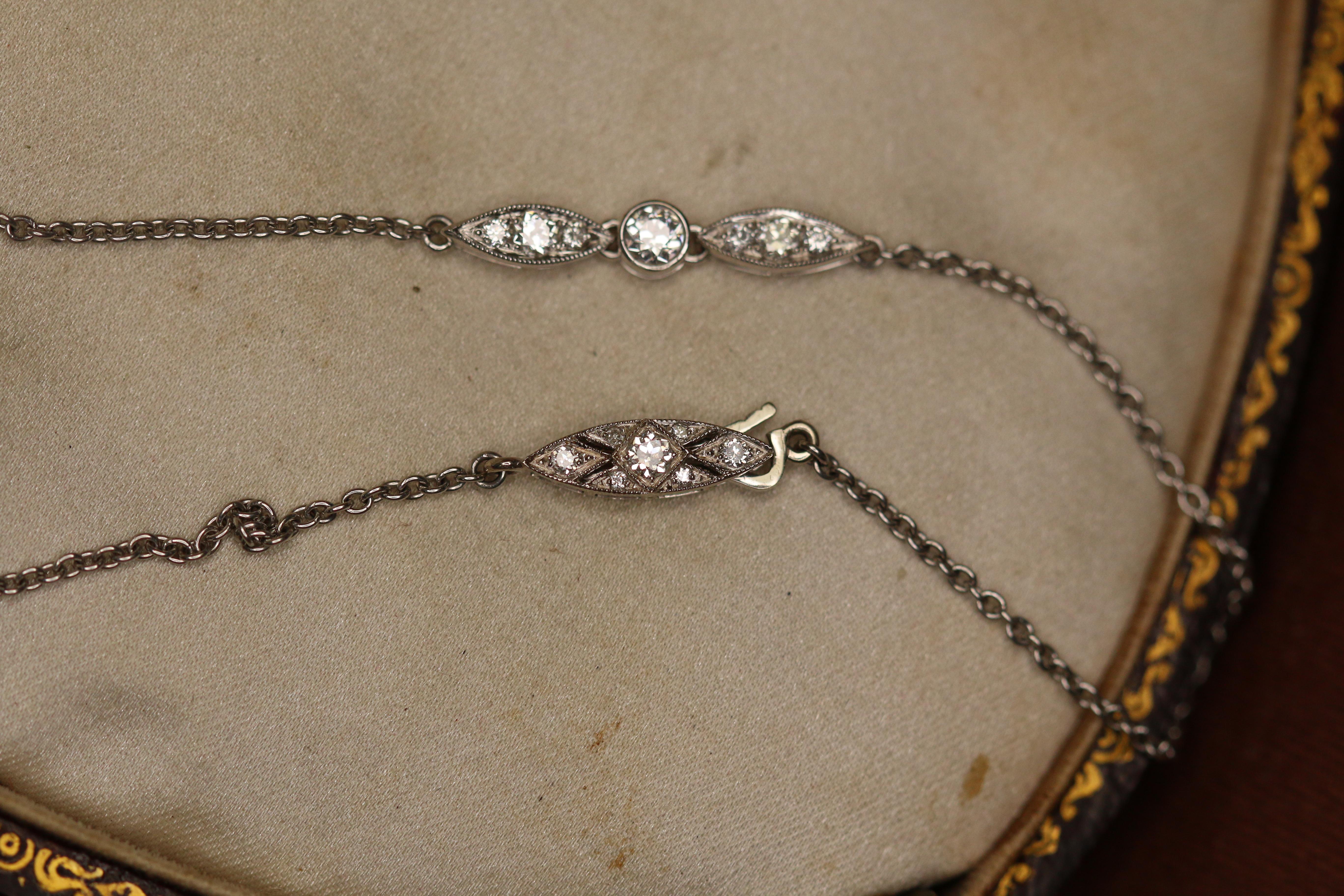 Edwardian Style Conch Pearl and Diamond 18 Karat White Gold Necklace海螺珠 6