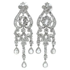 Edwardian Style Diamond 18 Karat White Gold Chandelier Earrings