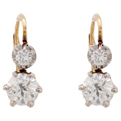 Edwardian Style Diamond 18K Rose White Gold Drop Earrings