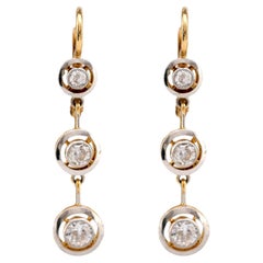 Diamant-Tropfenohrringe im edwardianischen Stil aus 18 K Gelbweißgold