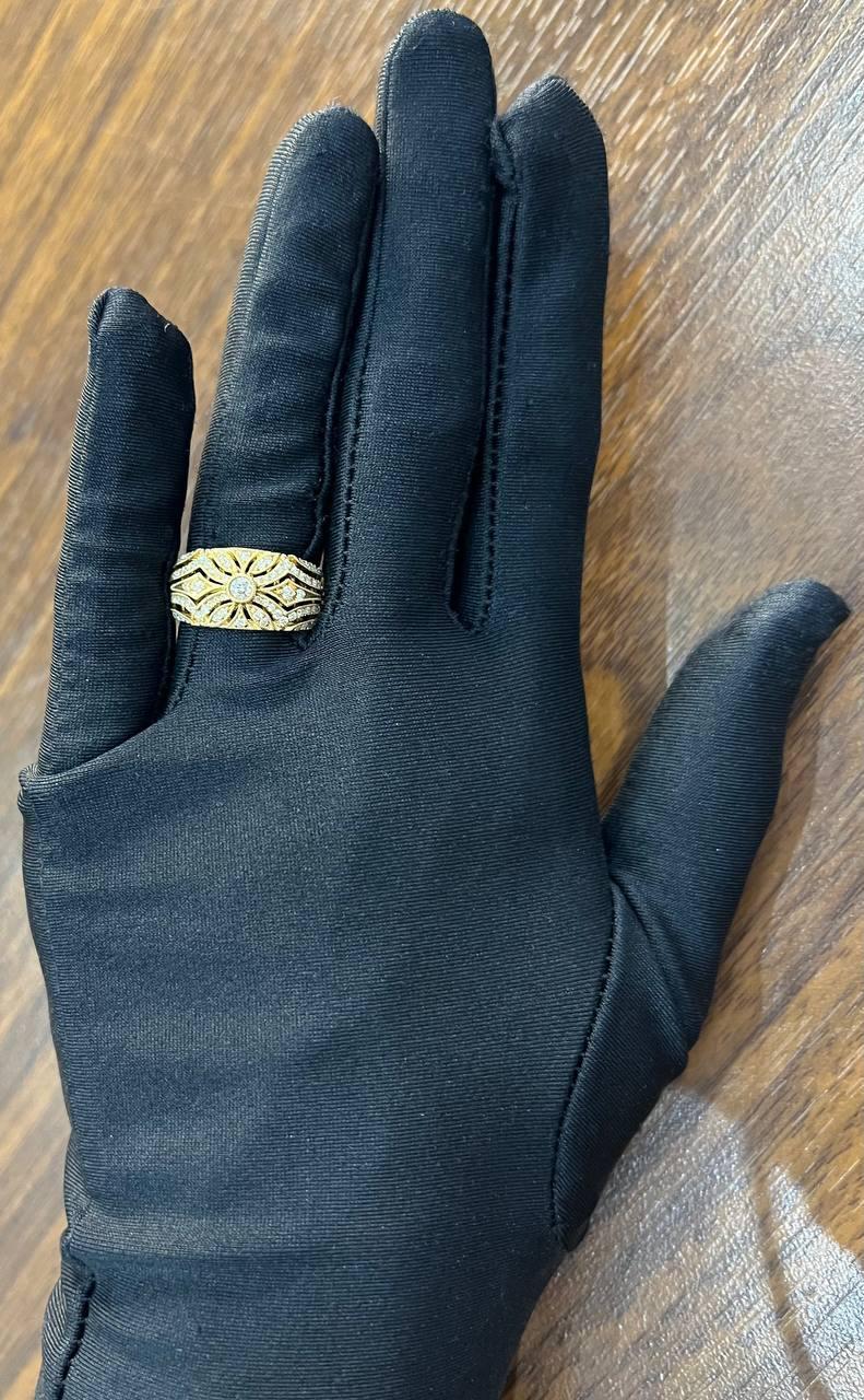 Edwardian Style Diamond Bezel Filigree 14K Yellow Gold Vintage Details Band Ring For Sale 5
